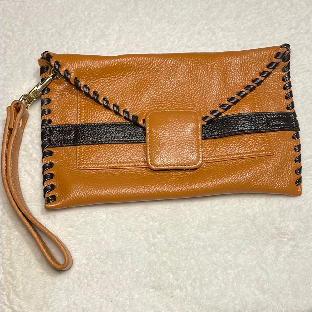 Below the Belt Stylish Tan and Black Clutch